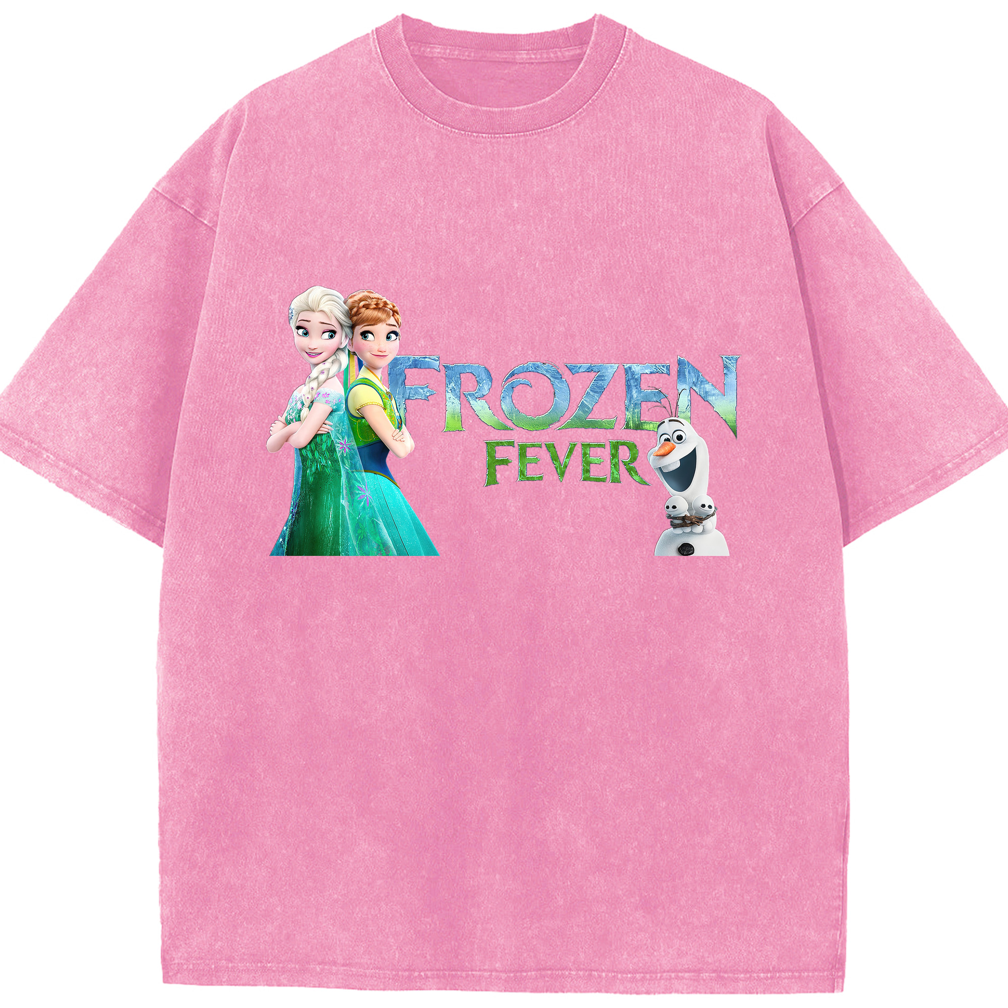 （画像用） アナと雪の女王 アンナ エルサ Frozen Anna Elsa 綿100% ヴィンテージ風 半袖Tシャツ（フロントプリント）